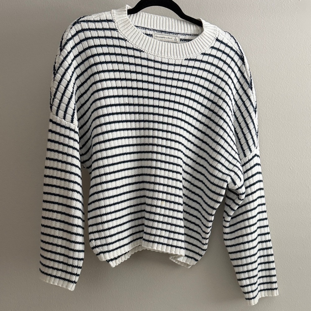 Abercrombie & Fitch Navy and White Striped Sweater